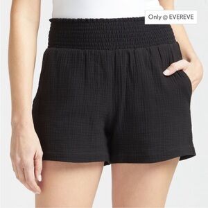 Evereve Mara black cotton gauze shorts XS